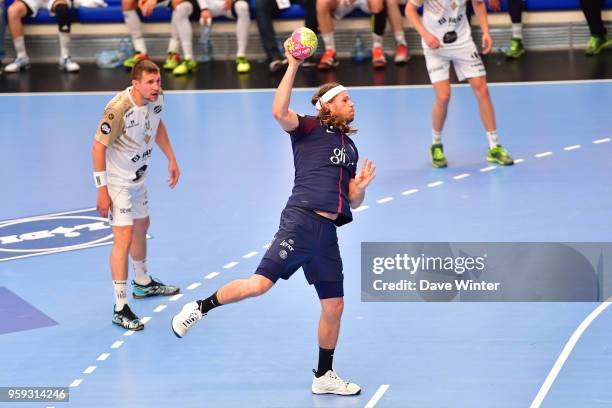 Mikkel Hansen of PSG during the Lidl StarLigue match between Paris Saint Germain and Aix at Salle Pierre Coubertin on May 16, 2018 in Paris, France.