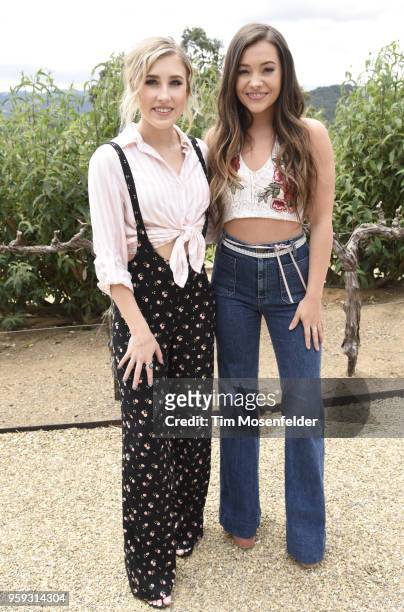 Madison Marlow and Taylor Dye of Maddie & Tae pose at Regusci Winery during Live In The Vineyard Goes Country on May 16, 2018 in Napa, California.