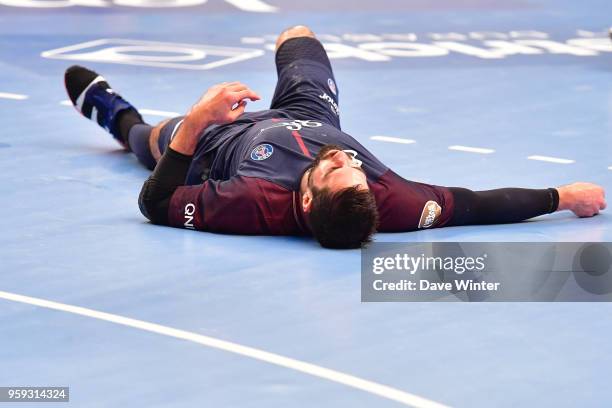 Nikola Karabatic of PSG during the Lidl StarLigue match between Paris Saint Germain and Aix at Salle Pierre Coubertin on May 16, 2018 in Paris,...