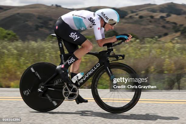 Tao Geoghegan Hart of Great Britain and Team Sky rides during the stage four individual time trial of the 13th Amgen Tour of California, a 34.7km...