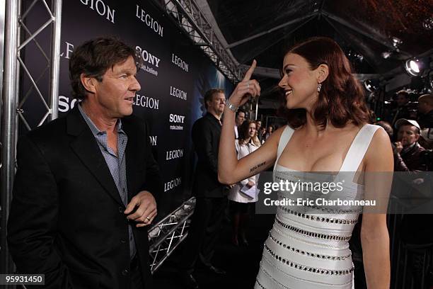 Dennis Quaid and Adrianne Palicki at the World Premiere of Screen Gems 'Legion' at Cinerama Dome on January 21, 2010 in Hollywood, California.