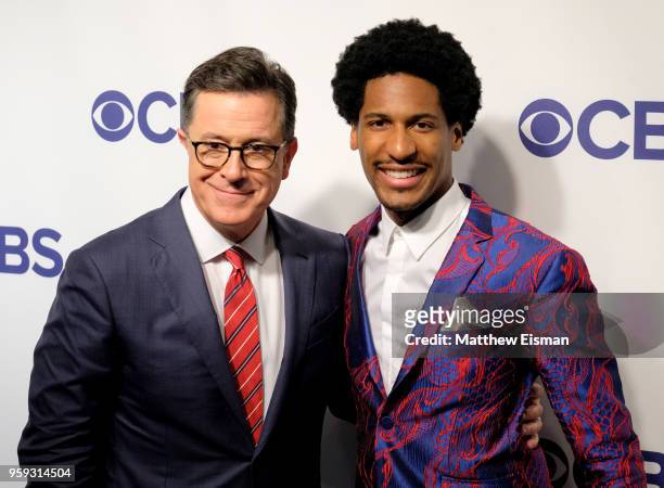 Stephen Colbert and Jon Batiste attend the 2018 CBS Upfront at The Plaza Hotel on May 16, 2018 in New York City.