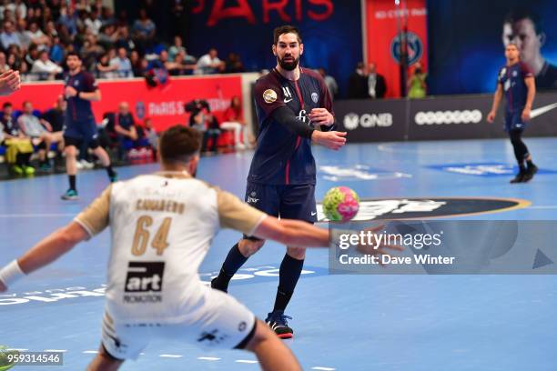 Nikola Karabatic of PSG during the Lidl StarLigue match between Paris Saint Germain and Aix at Salle Pierre Coubertin on May 16, 2018 in Paris,...