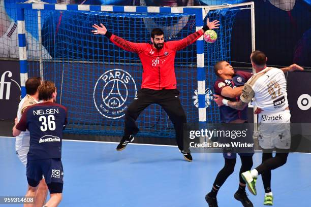 Rodrigo Corrales of PSG during the Lidl StarLigue match between Paris Saint Germain and Aix at Salle Pierre Coubertin on May 16, 2018 in Paris,...