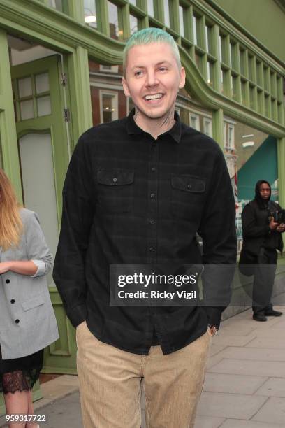 Professor Green seen attending a private view of The Connor Brothers new exhibition 'Call Me Anything But Ordinary' featuring a charity auction in...