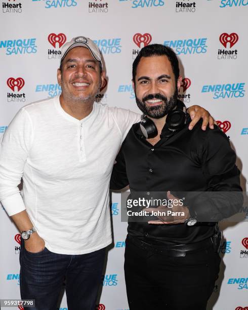 Daniel Sarcos and Enrique Santos are seen at I Heart Latino Studios on May 16, 2018 in Miramar, Florida.