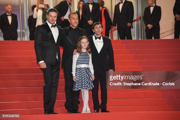 Marcello Fonte, Alida Baldari Calabria, director Matteo Garrone and actor Edoardo Pesce attend the screening of "Whitney" during the 71st annual...
