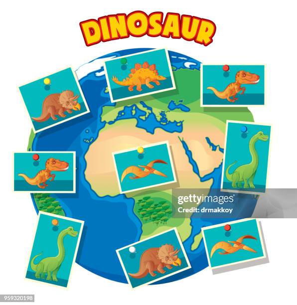 stockillustraties, clipart, cartoons en iconen met dinosaurus en aarde - deinonychus