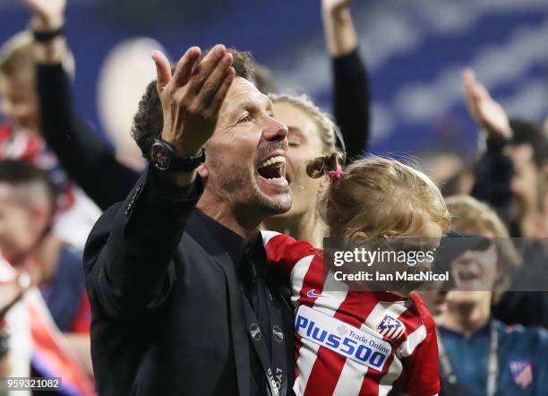 Athletico Madrid manager Diego Simeone is seen during the UEFA Europa League Final between Olympique de Marseille and Club Atletico de Madrid at...