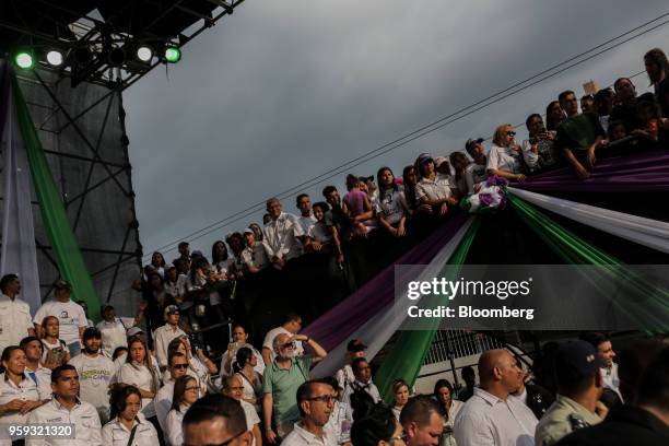Attendees listen during the closing campaign rally for Evangelical pastor Javier Bertucci, presidential candidate for the Esperanza Por El Cambio...