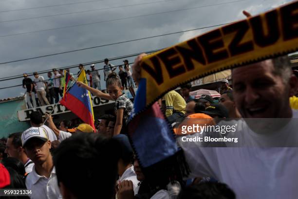 Attendees wave flags and cheer during the closing campaign rally for Evangelical pastor Javier Bertucci, presidential candidate for the Esperanza Por...