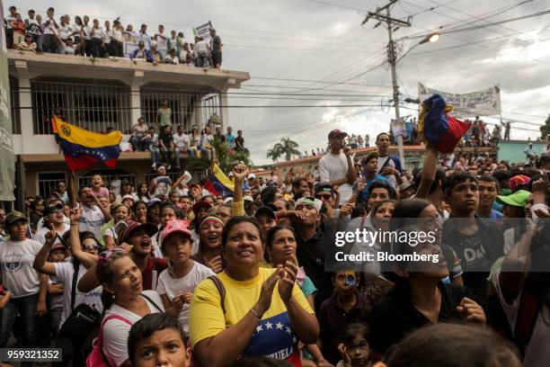 Attendees wave flags and cheer during the closing campaign rally for Evangelical pastor Javier Bertucci, presidential candidate for the Esperanza Por...