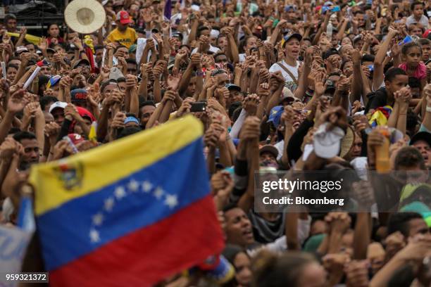 Attendees cheer during the closing campaign rally for Evangelical pastor Javier Bertucci, presidential candidate for the Esperanza Por El Cambio...