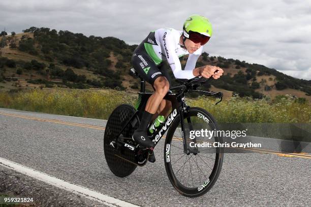 Lachlan Morton of Australia riding for Team Dimension Data rides during the stage four individual time trial of the 13th Amgen Tour of California, a...