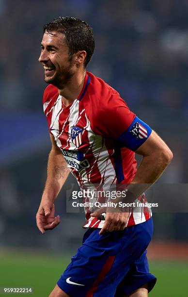 Gabi of Atletico de Madrid celebrates after scoring his sides third goal during the UEFA Europa League Final between Olympique de Marseille and Club...