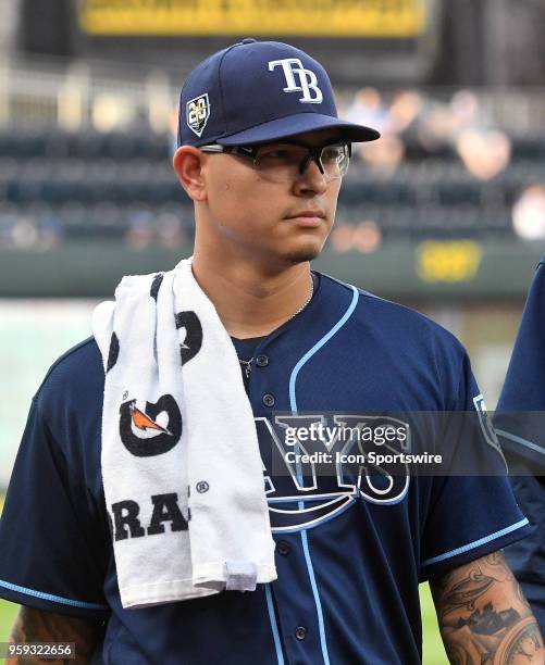 Tampa Bay Rays starting pitcher Anthony Banda before a Major League Baseball game between the Tampa Bay Rays and the Kansas City Royals on May 15 at...