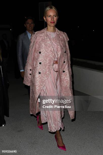 Model Karolina Kurkova arrives at a party in Port Canto during the 71st annual Cannes Film Festival at on May 16, 2018 in Cannes, France.