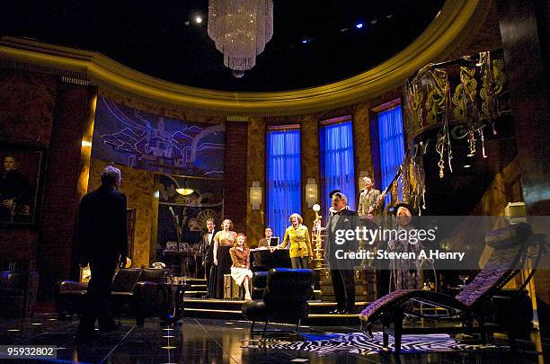 Cast members during the curtain call during the opening night of "Present Laughter" on Broadway at the American Airlines Theatre on January 21, 2010...