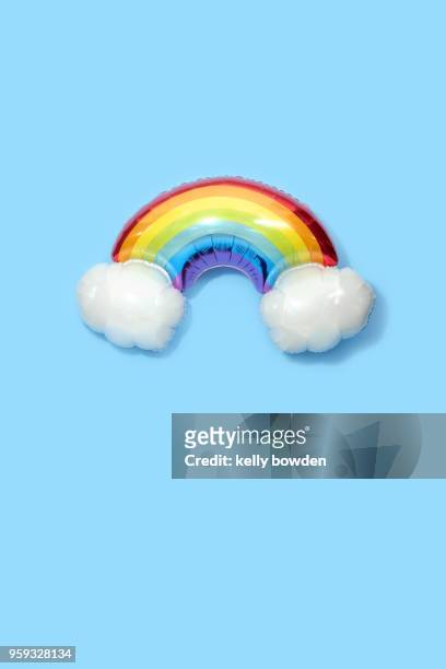 rainbow balloon background - helium stock-fotos und bilder
