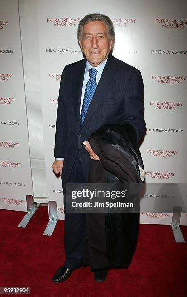 Tony Bennett attends the Cinema Society with John & Aileen Crowley screening of "Extraordinary Measures" at the School of Visual Arts Theater on...