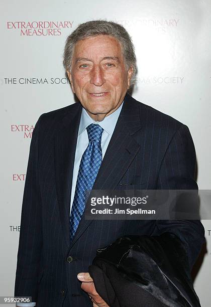 Tony Bennett attends the Cinema Society with John & Aileen Crowley screening of "Extraordinary Measures" at the School of Visual Arts Theater on...