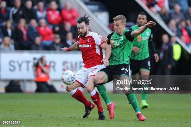 Richie Towell of Rotherham United and Ryan Yates of Scunthorpe United during the Sky Bet League One Play Off Semi Final:Second Leg between Rotherham...