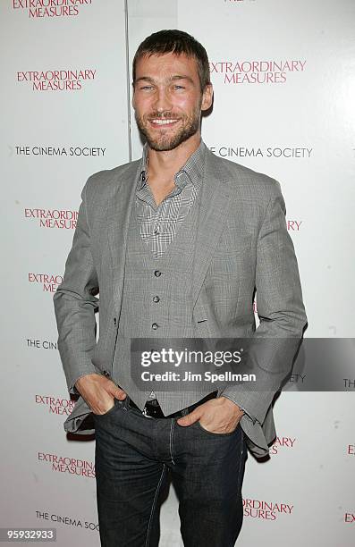 Actors Andy Whitfield attends the Cinema Society with John & Aileen Crowley screening of "Extraordinary Measures" at the School of Visual Arts...