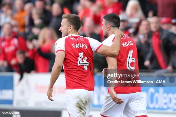 Will Vaulks of Rotherham United and Richard Wood of Rotherham United during the Sky Bet League One Play Off Semi Final:Second Leg between Rotherham...