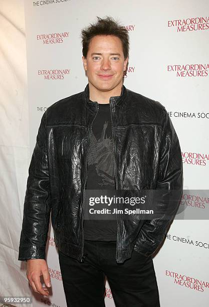 Actor Brendan Fraser attends the Cinema Society with John & Aileen Crowley screening of "Extraordinary Measures" at the School of Visual Arts Theater...