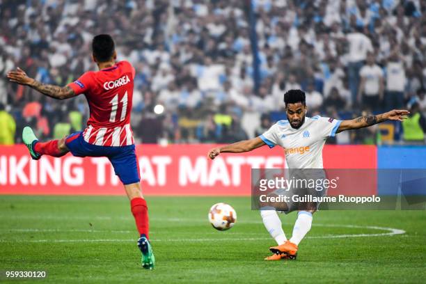 Jordan Amavi of Marseille during the Europa League Final match between Marseille and Atletico Madrid at Groupama Stadium on May 16, 2018 in Lyon,...