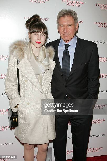 Georgia Ford and actor Harrison Ford attend the Cinema Society with John & Aileen Crowley screening of "Extraordinary Measures" at the School of...