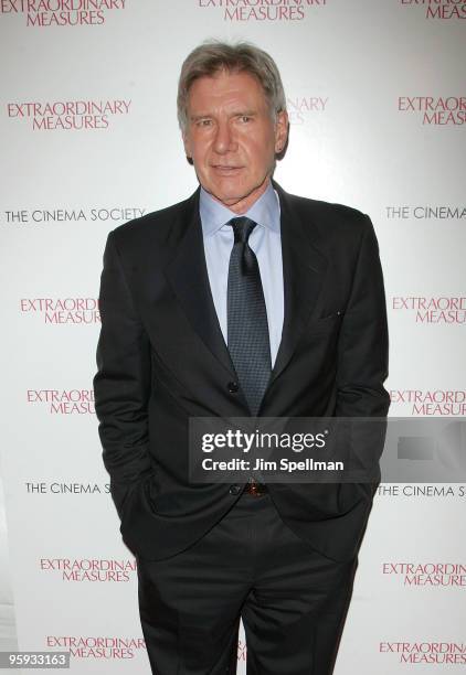 Actor Harrison Ford attends the Cinema Society with John & Aileen Crowley screening of "Extraordinary Measures" at the School of Visual Arts Theater...