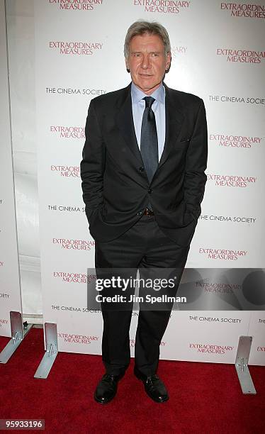 Actor Harrison Ford attends the Cinema Society with John & Aileen Crowley screening of "Extraordinary Measures" at the School of Visual Arts Theater...