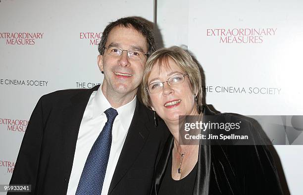 Writer Robert Nelson Jacobs and wife attend the Cinema Society with John & Aileen Crowley screening of "Extraordinary Measures" at the School of...