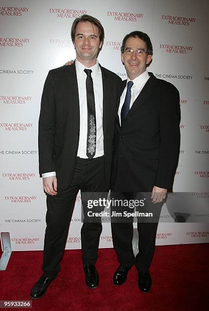 Director Tom Vaughan and writer Robert Nelson Jacobs attends the Cinema Society with John & Aileen Crowley screening of "Extraordinary Measures" at...