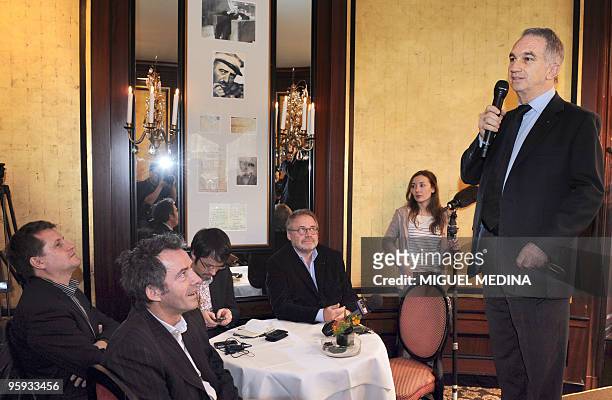 French producer and president of the Cinema Arts and Technic Academy, Alain Terzian , gives a press conference, on January 22, 2010 in Paris to...