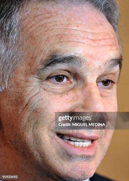 French producer and president of the Cinema Arts and Technic Academy, Alain Terzian, gives a press conference, on January 22, 2010 in Paris to...