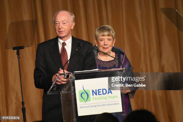 Don Nielsen and Melissa Nielsen speak onstage during the National Eating Disorders Association Annual Gala 2018 at The Pierre Hotel on May 16, 2018...