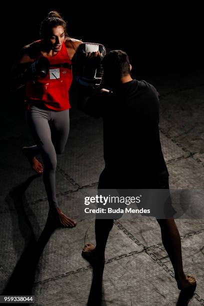 Women's strawweight contender Tatiana Suarez of the United States holds an open training session at Mall Sport on May 16, 2018 in Santiago, Chile.