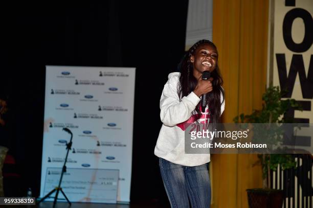 Carver High School student Kaniece Green performs at the GRAMMY Signature Schools Enterprise Award presentation at George W. Carver High School on...