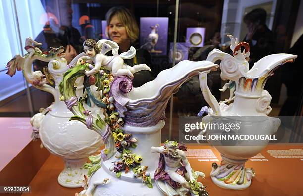 Set of four ornate Meissen vases representing the four elements, offered as a gift from Saxon Prince Elector and Polish King August III to French...