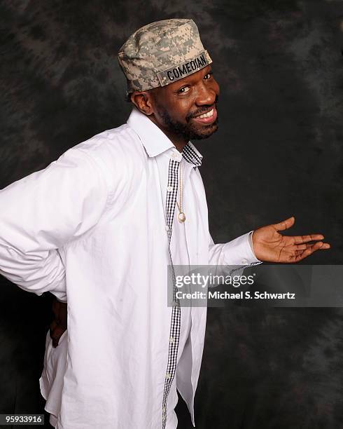 Comedian Yoursie Thomas poses at The Ice House Comedy Club on January 21, 2010 in Pasadena, California.