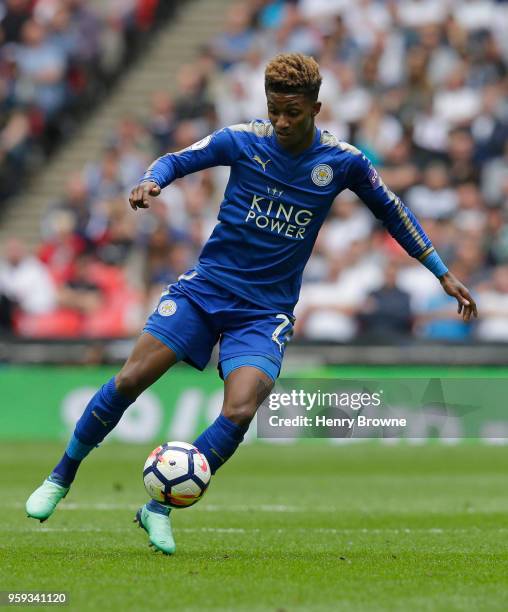 Demarai Gray of Leicester City controls the ball during the Premier League match between Tottenham Hotspur and Leicester City at Wembley Stadium on...