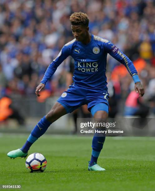 Demarai Gray of Leicester City controls the ball during the Premier League match between Tottenham Hotspur and Leicester City at Wembley Stadium on...