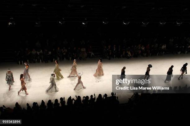 Models walk the runway during the Still Still Studio show at Mercedes-Benz Fashion Week Resort 19 Collections at Carriageworks on May 17, 2018 in...