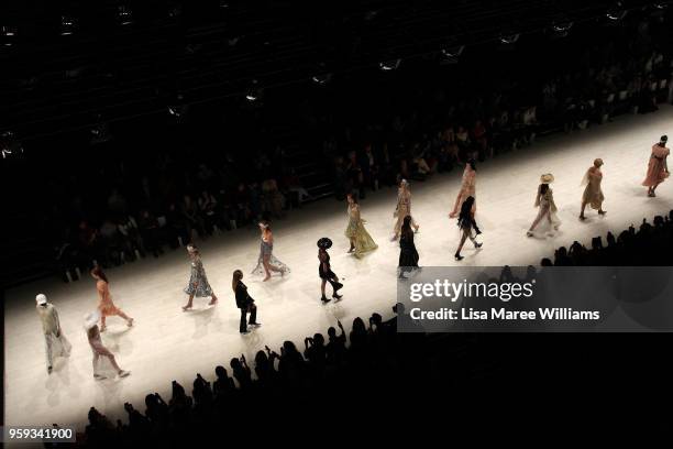 Models walk the runway during the Still Still Studio show at Mercedes-Benz Fashion Week Resort 19 Collections at Carriageworks on May 17, 2018 in...