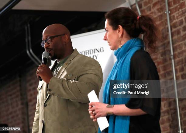 Jeriel Johnson , Executive Director, The Recording Academy DC Chapter, and Jennifer Leff, LCSW, Senior Director, MusiCares, speak at the Vocal Health...