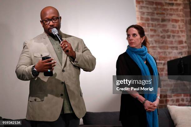 Jeriel Johnson , Executive Director, The Recording Academy DC Chapter, and Jennifer Leff, LCSW, Senior Director, MusiCares, speak at the Vocal Health...