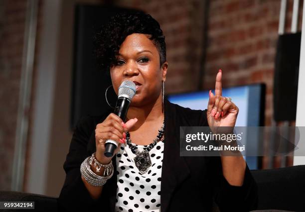 Singer and songwriter Tracy Hamlin moderates a panel discussion at the Vocal Health Clinic event hosted by The Recording Academy WDC Chapter and...