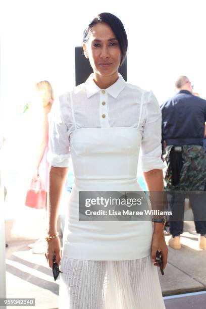 Lindy Klim arrives ahead of the Ten Pieces show at Mercedes-Benz Fashion Week Resort 19 Collections at Bondi Icebergs on May 17, 2018 in Sydney,...